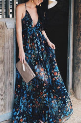 Rückenfreies Maxikleid mit V-Ausschnitt